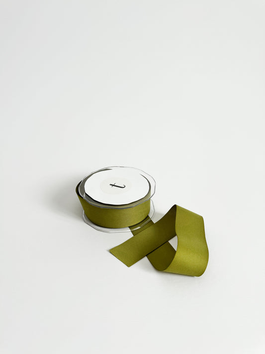 Faux Linen Ribbon - Moss